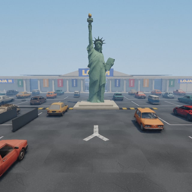 Vista aérea da arena Loja H (Estacionamento)